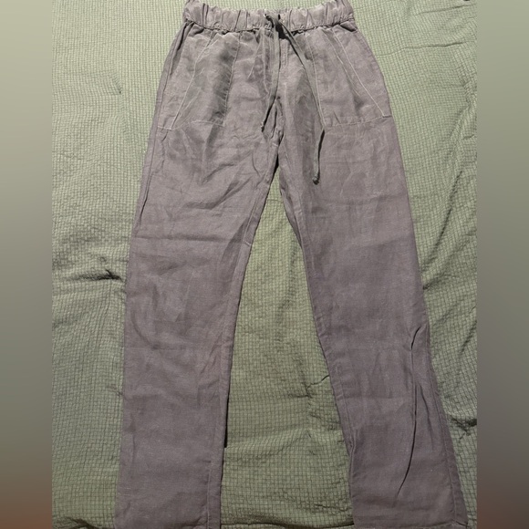 Enza Costa French Linen Pants Women's Size 0/small Army Green - Picture 9 of 9